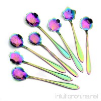 HONEYJOY Stainless Steel Flower Spoon Set Colorful Coffee Tea Spoon Mixing Spoon  Sugar Spoon  Ice Cream Spoons Set of 8  Rainbow - B0794XZWCP